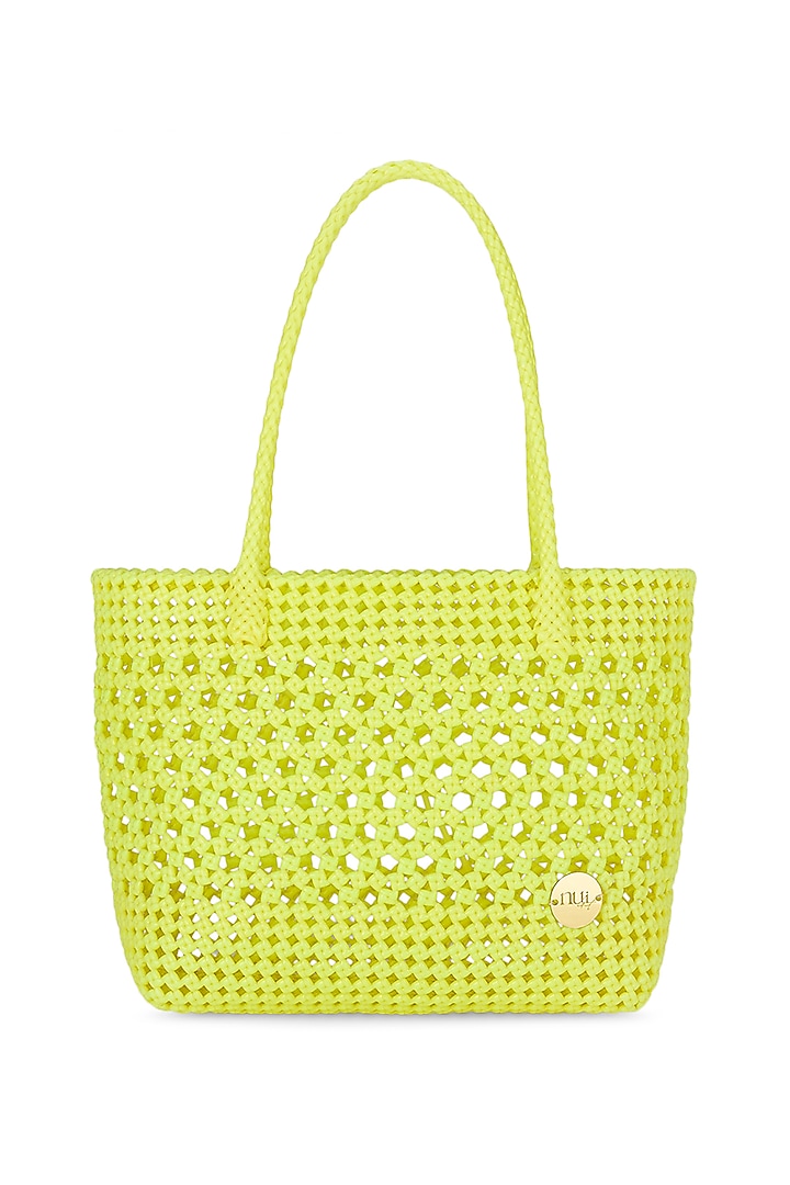 Lemon Yellow Straw Handcrafted Basket Bag by Moihno Accessories at Pernia's Pop Up Shop