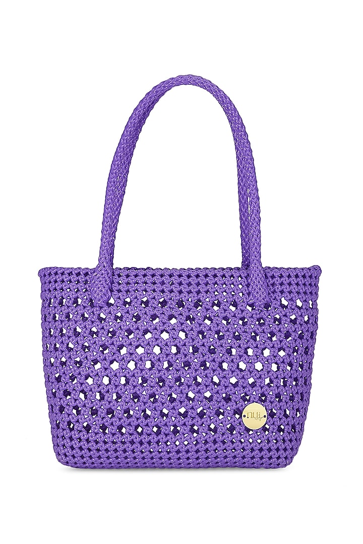 Purple Straw Handcrafted Basket Bag by Moihno Accessories at Pernia's Pop Up Shop