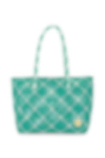 Teal Green Straw Handcrafted Basket Bag by Moihno Accessories at Pernia's Pop Up Shop