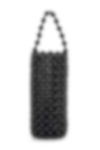 Black Hand Woven Beaded Bottle Bag by Moihno Accessories at Pernia's Pop Up Shop