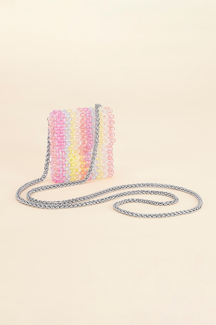 Multi-Colored Beaded Handcrafted Mini Sling Bag by Moihno Accessories