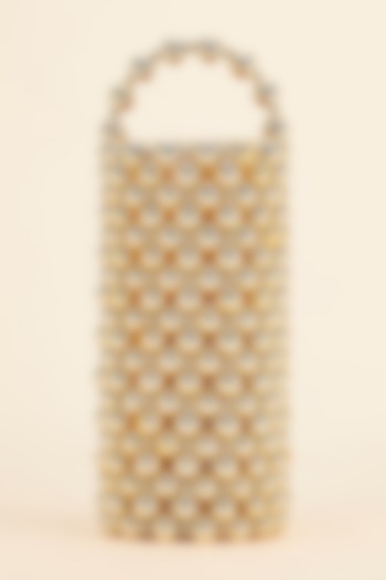 Gold Beaded Handcrafted Mini Bag by Moihno Accessories