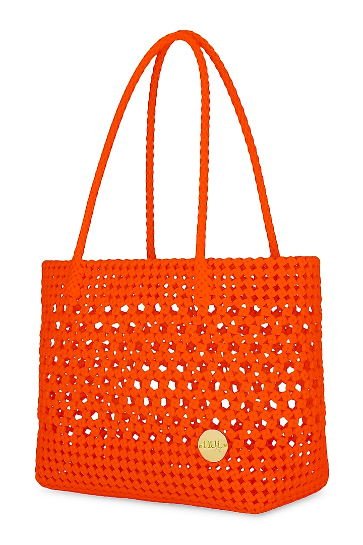 Orange Straw Handwoven Handbag by Moihno Accessories at Pernia's Pop Up Shop