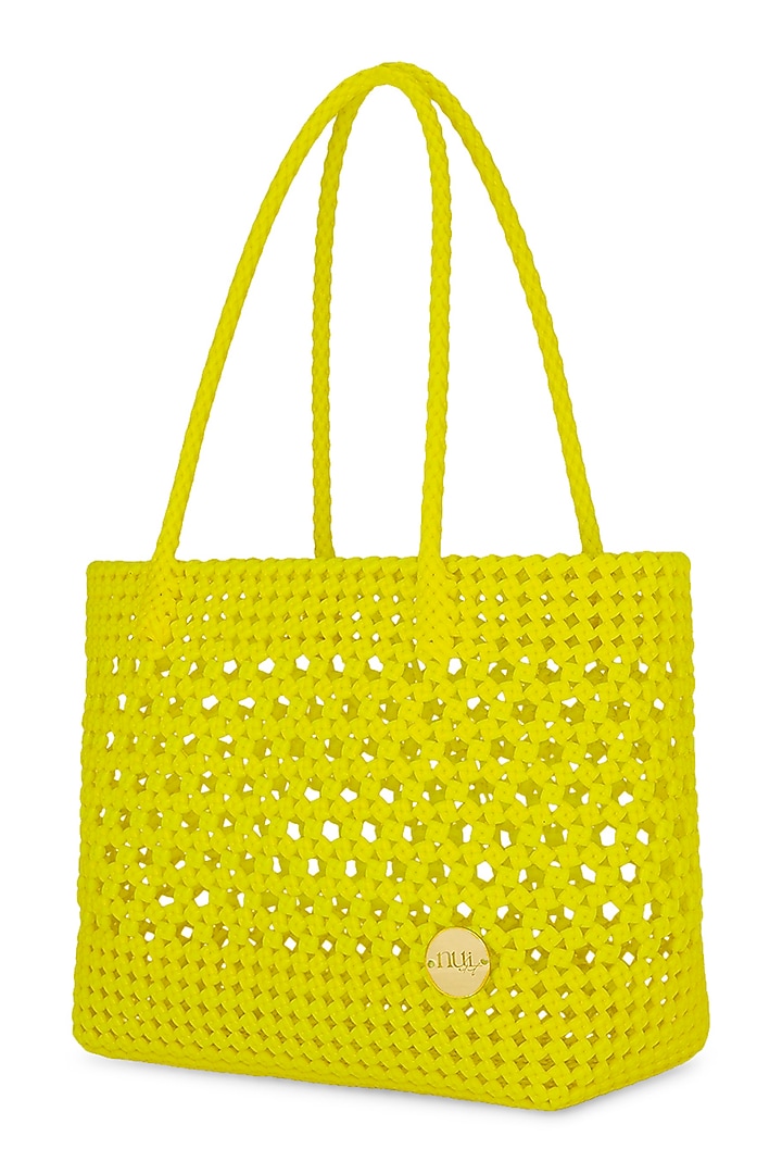 Yellow Straw Handwoven Handbag by Moihno Accessories at Pernia's Pop Up Shop
