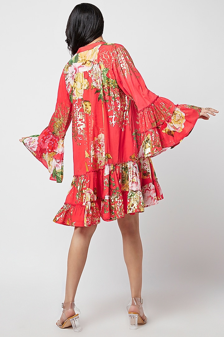 Red Cotton Printed Maxi Tiered Summer Dress by Moihno at Pernia's Pop Up Shop