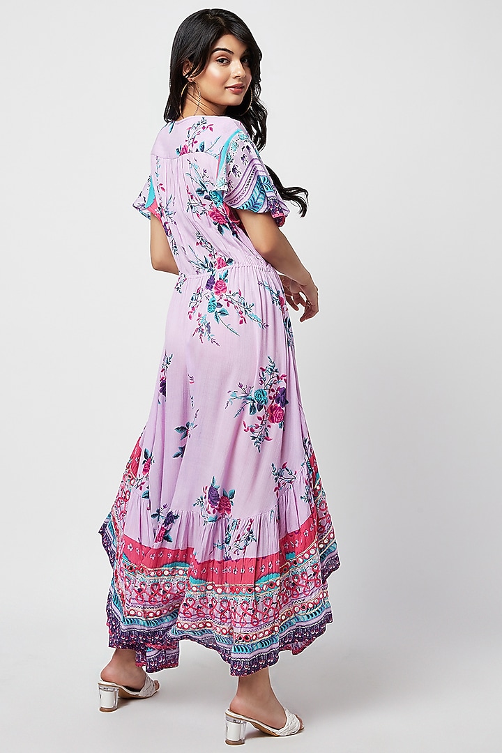Purple Rayon Printed Maxi Summer Dress by Moihno at Pernia's Pop Up Shop