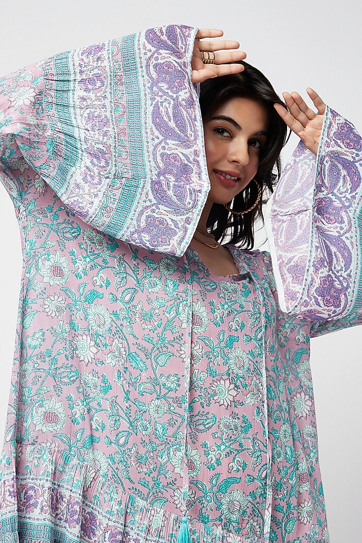 Purple Blended Fabric Printed Mini Summer Dress by Moihno at Pernia's Pop Up Shop