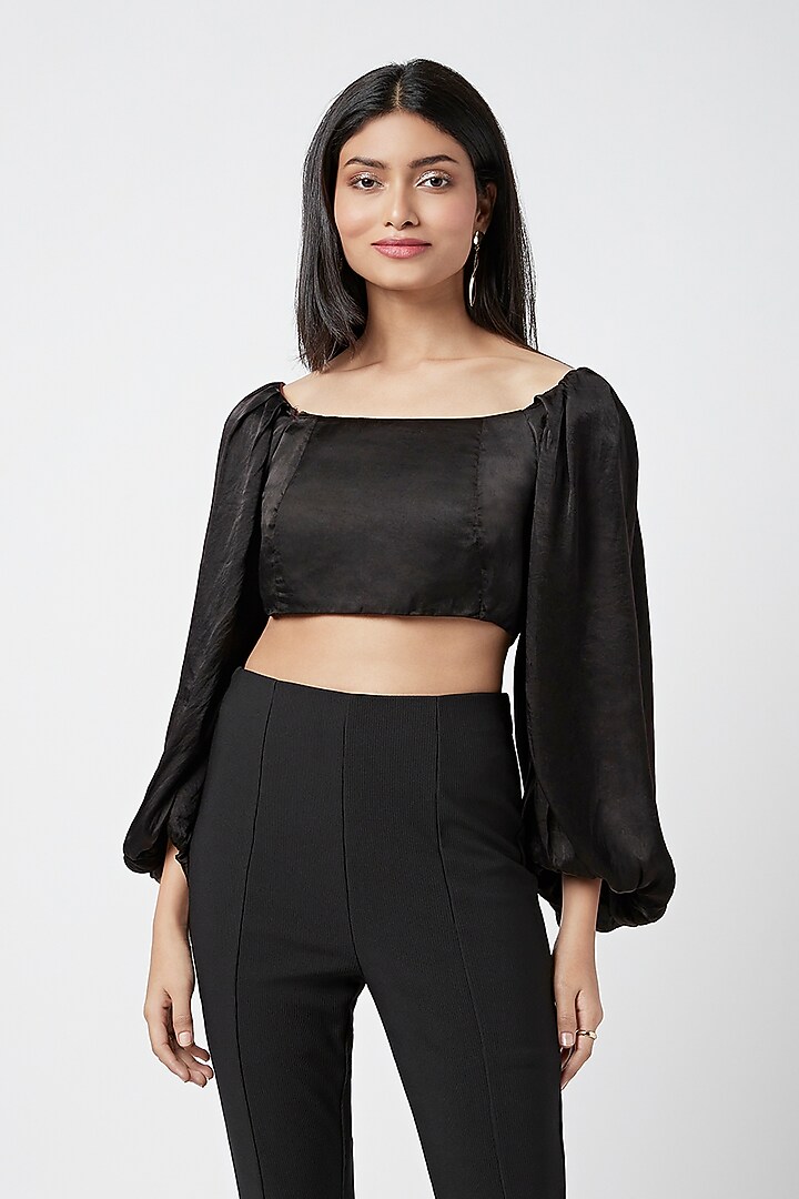 Black Silk Blouse by Moihno at Pernia's Pop Up Shop