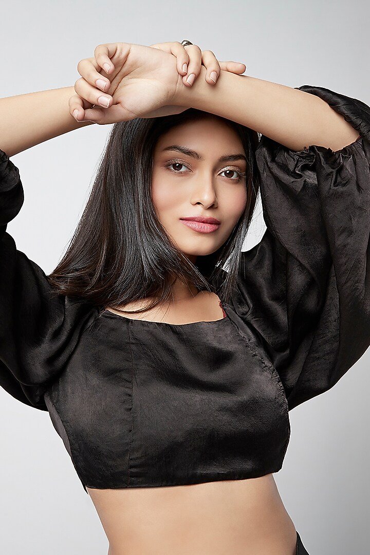 Black Silk Blouse by Moihno at Pernia's Pop Up Shop