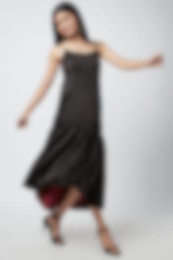 Black Silk Midi Dress by Moihno