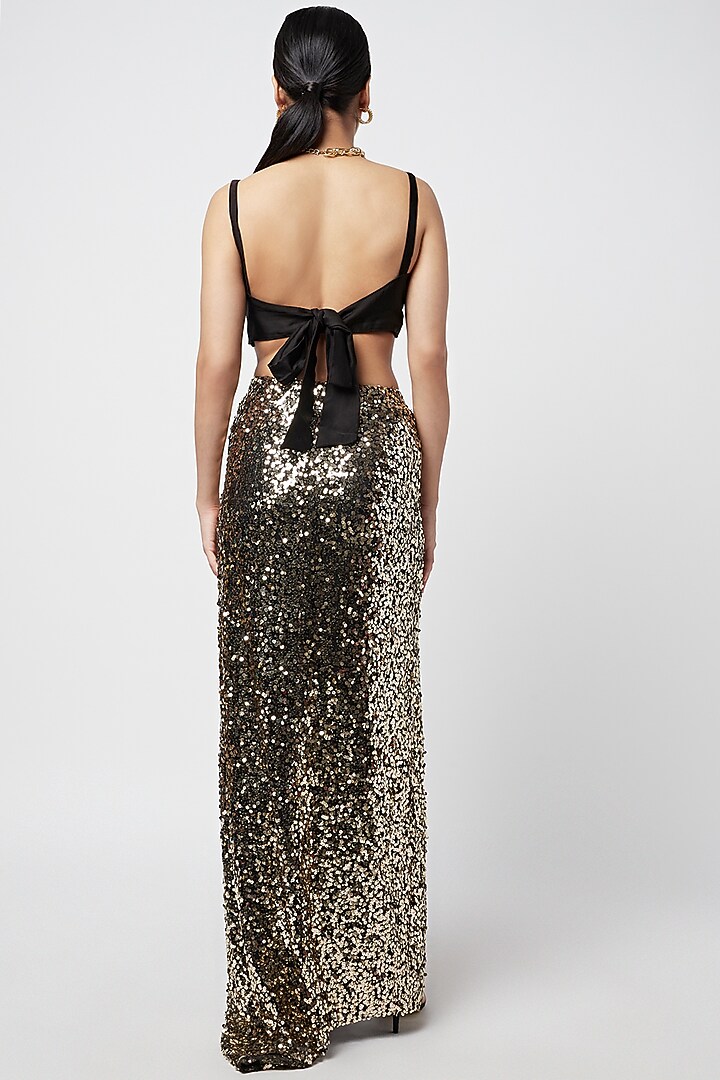 Gold Sequins Embellished Maxi Skirt by Moihno at Pernia's Pop Up Shop