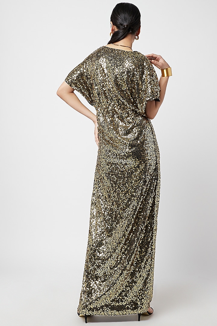Gold Sequins Embellished Maxi Summer Dress by Moihno at Pernia's Pop Up Shop