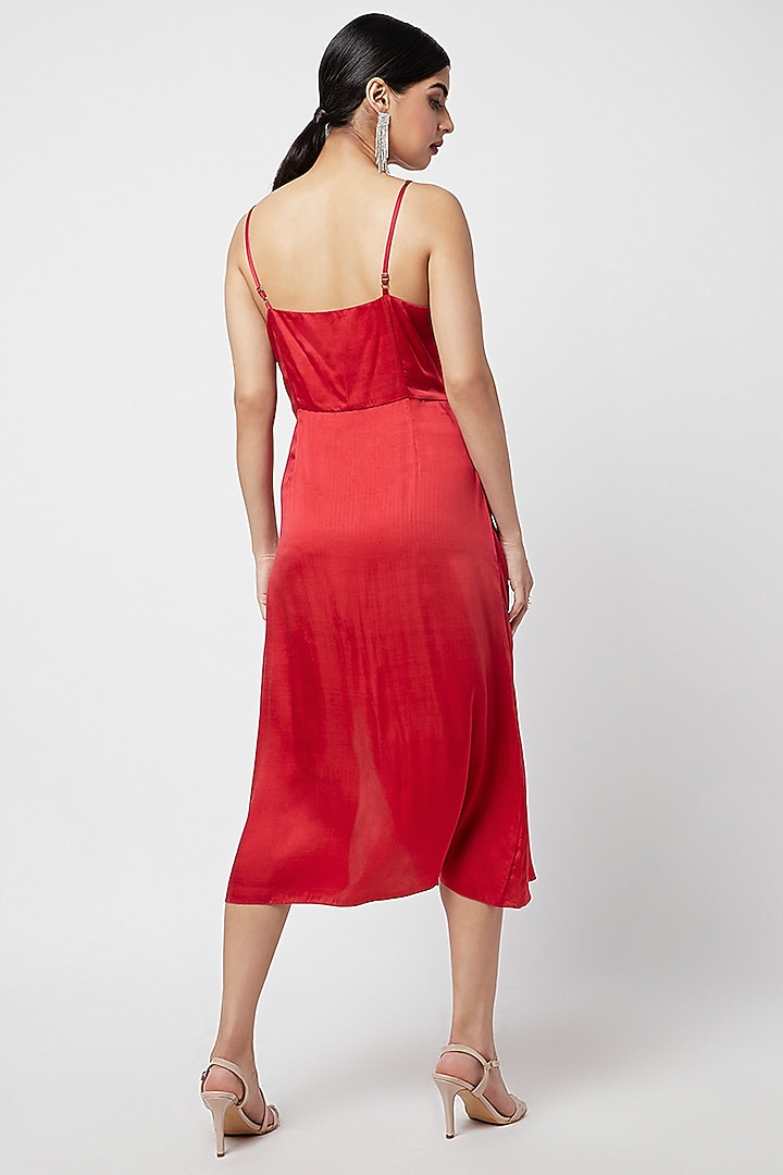 Red Silk Midi Summer Dress by Moihno at Pernia's Pop Up Shop