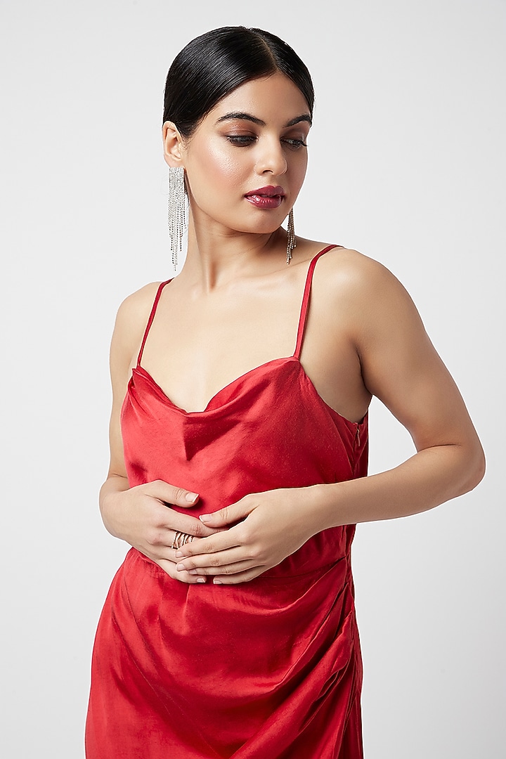Red Silk Midi Summer Dress by Moihno at Pernia's Pop Up Shop