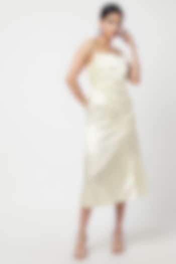 Cream Silk Midi Summer Dress by Moihno at Pernia's Pop Up Shop