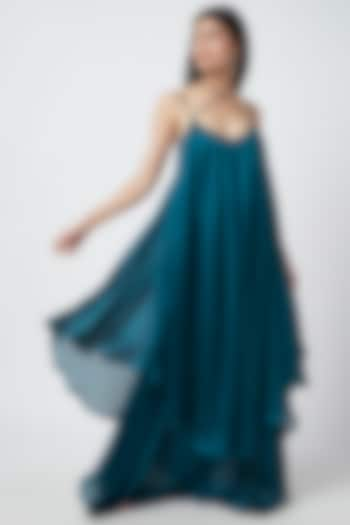 Teal Silk Maxi Dress by Moihno at Pernia's Pop Up Shop