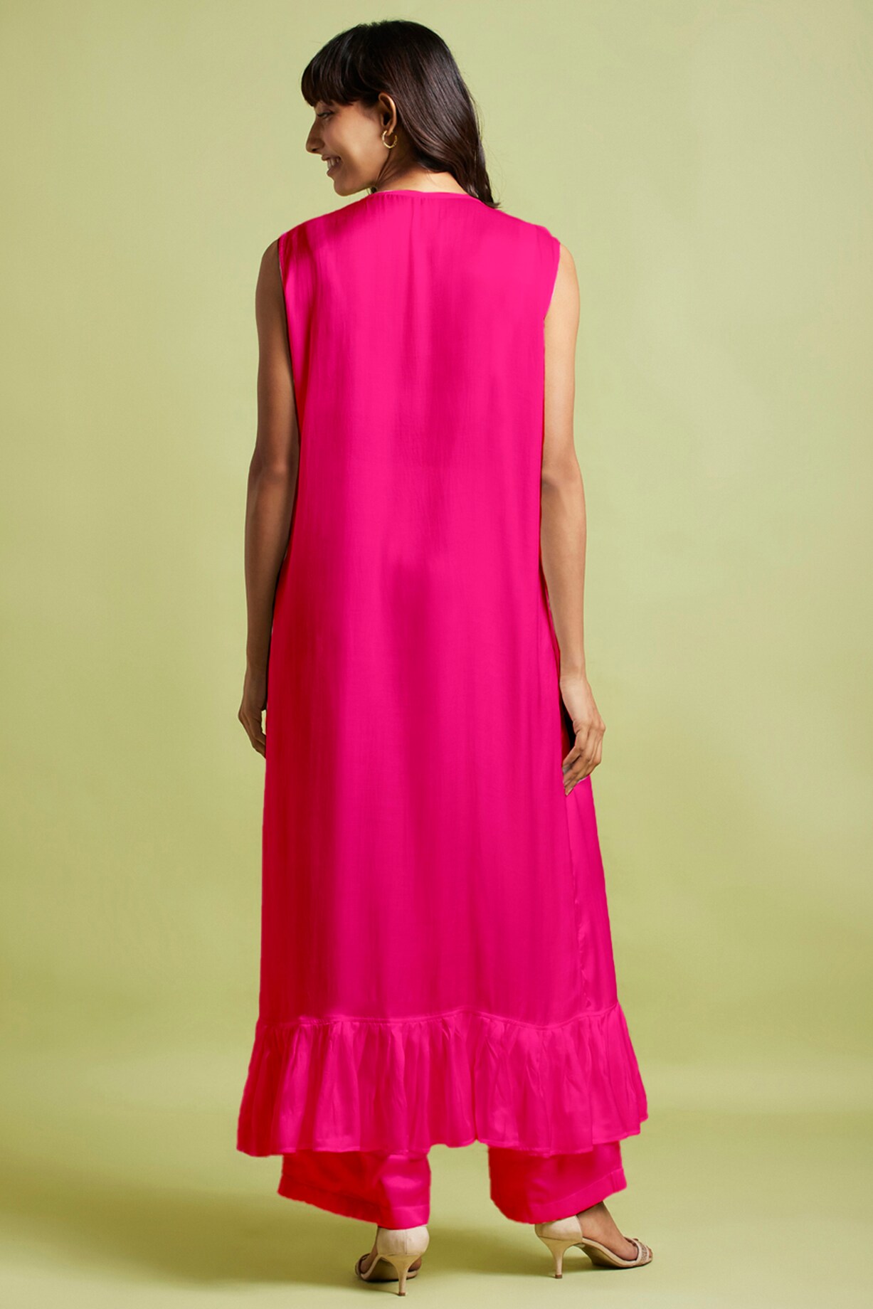 Pink Georgette Pant Straight main image 1