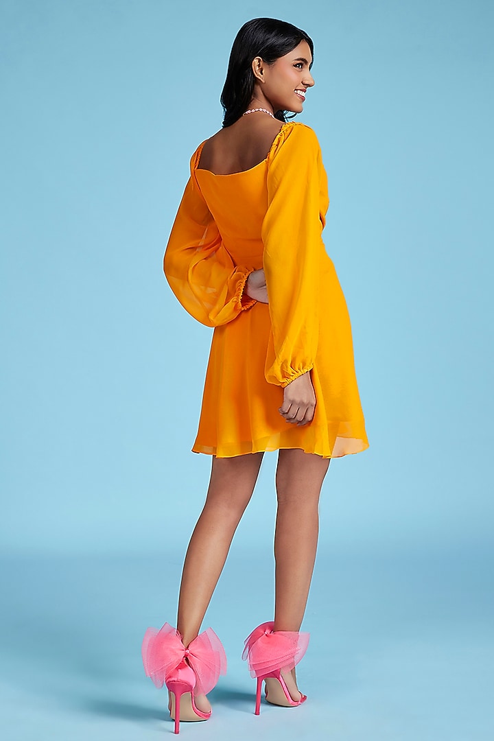 Mustard Georgette Summer Dress by Moihno at Pernia's Pop Up Shop
