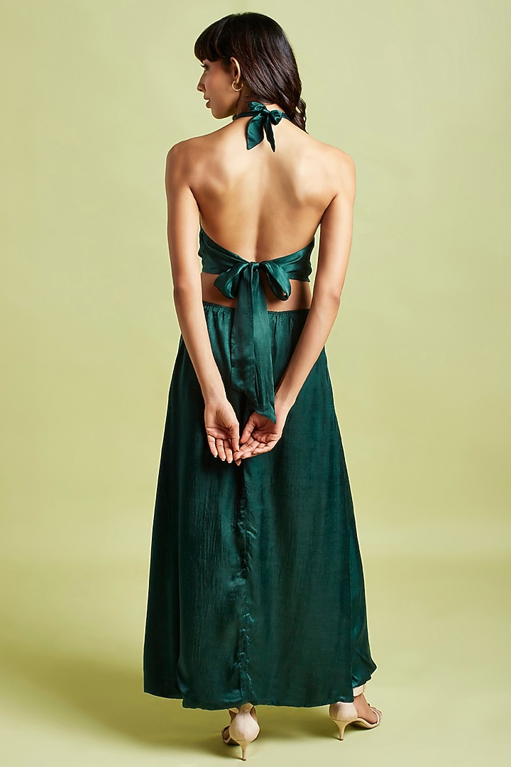 Emerald Green Gajji Silk Maxi Dress by Moihno at Pernia's Pop Up Shop 2026