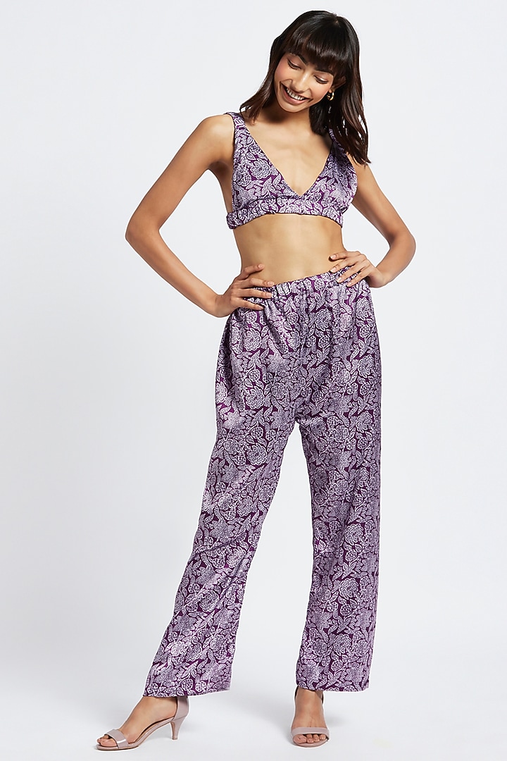 Purple Printed Pant Set by Moihno at Pernia's Pop Up Shop