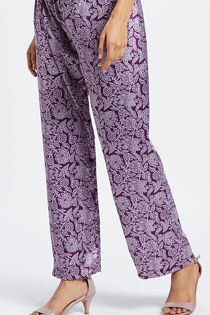 Purple Printed Pant Set by Moihno at Pernia's Pop Up Shop