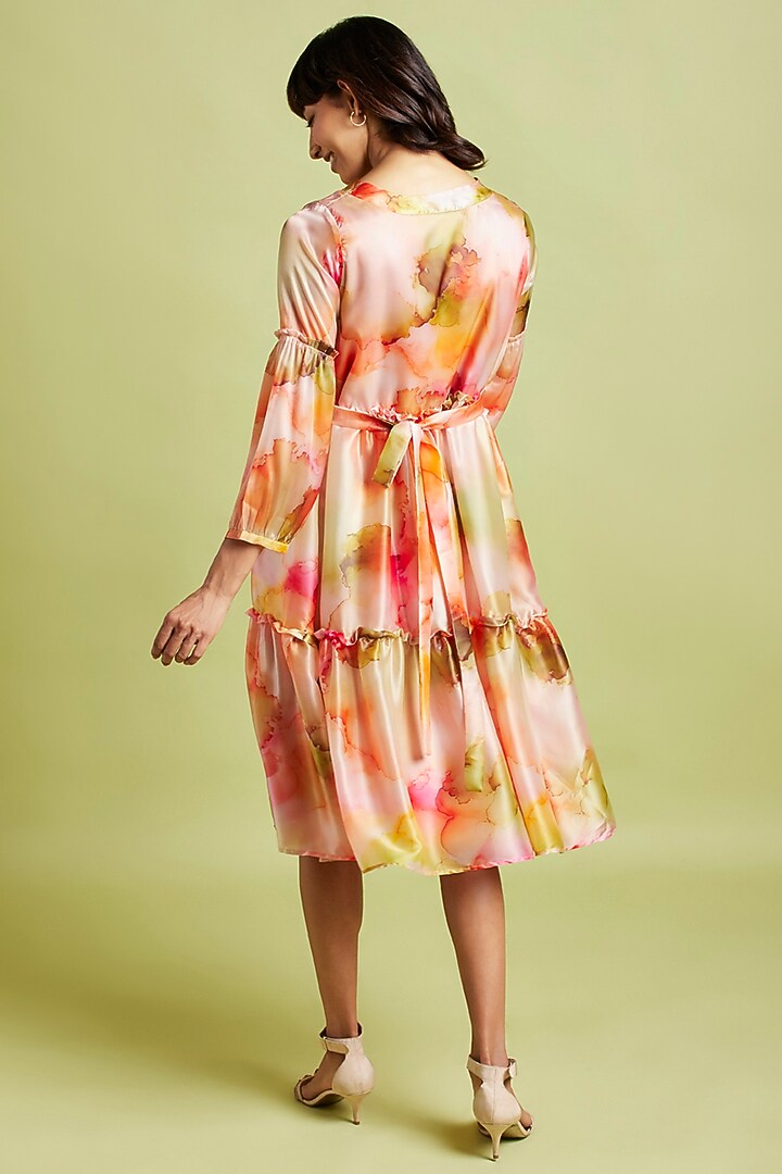 Yellow Printed Midi Tiered Summer Dress by Moihno at Pernia's Pop Up Shop