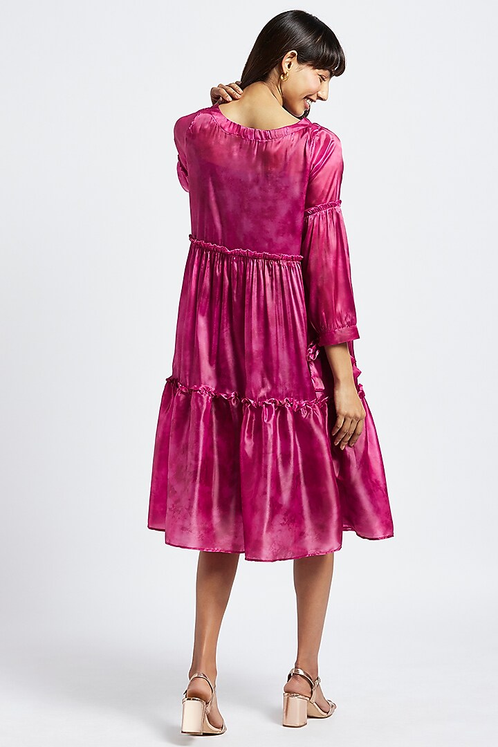 Purple Printed Midi Tiered Summer Dress by Moihno at Pernia's Pop Up Shop