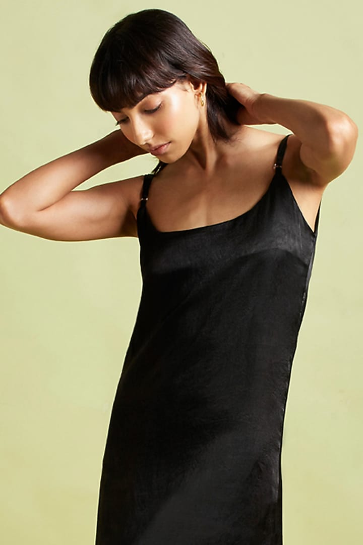 Midnight Black Silk Mini Summer Dress by Moihno at Pernia's Pop Up Shop