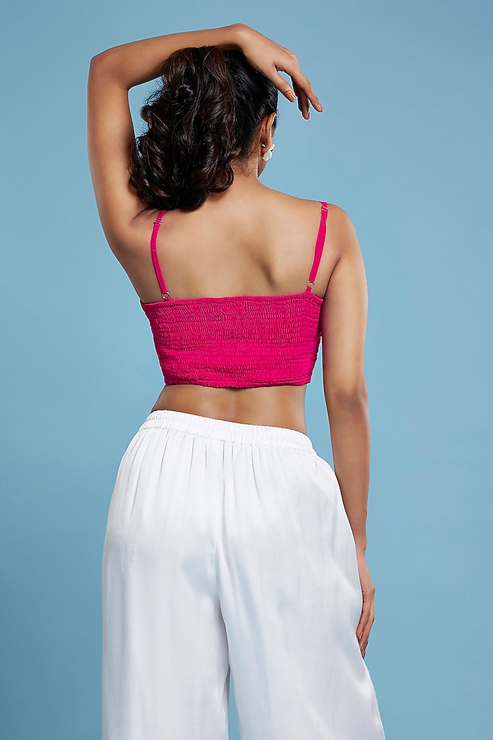 Pink Georgette Cropped Top by Moihno at Pernia's Pop Up Shop