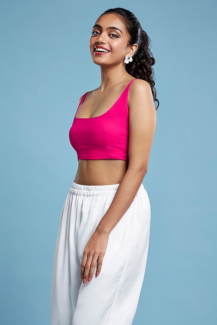 Pink Georgette Cropped Top by Moihno at Pernia's Pop Up Shop