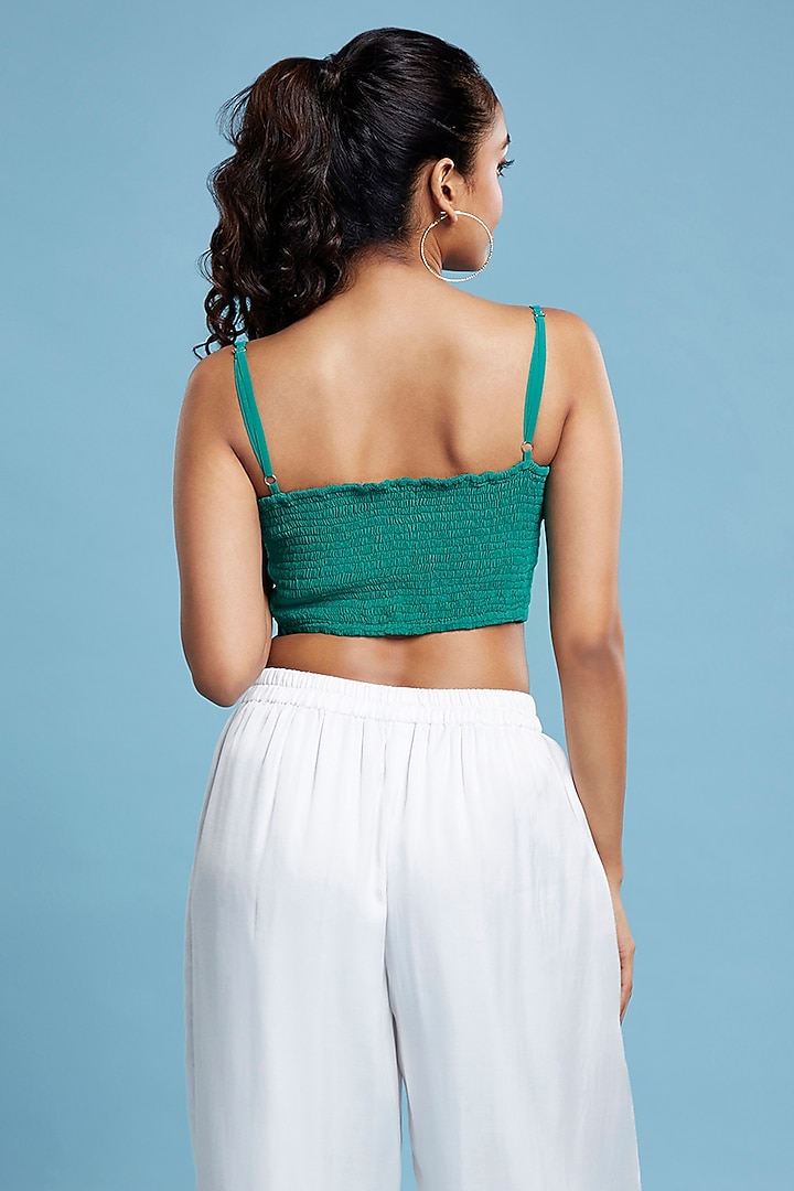 Green Georgette Cropped Top by Moihno at Pernia's Pop Up Shop
