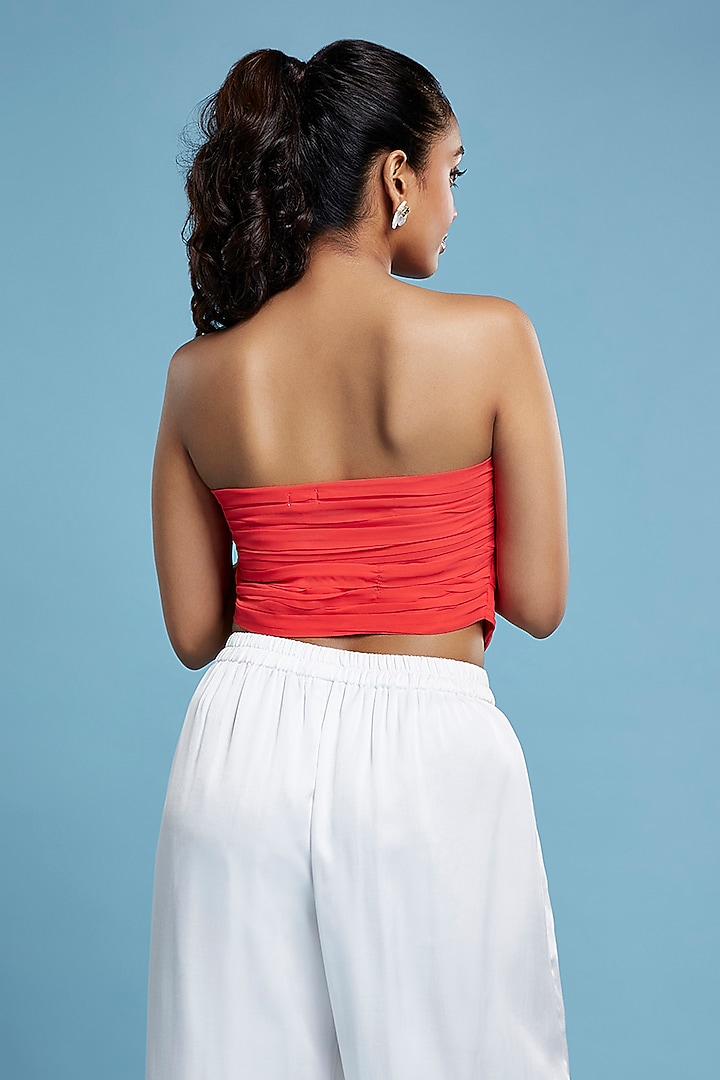 Coral Georgette Cropped Top by Moihno at Pernia's Pop Up Shop