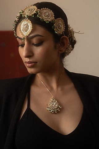Gold Peeta Dabka & Zardosi Work Mathapatti by Moirra