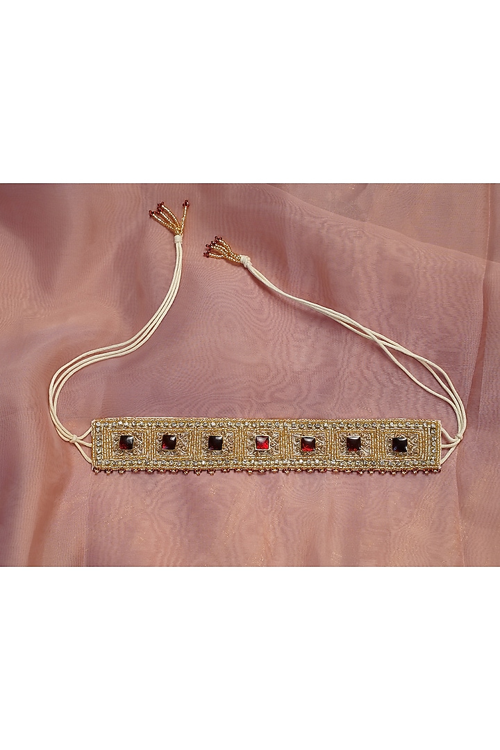 Gold Zari Bullion Knot & Dabka Work Choker Necklace by Moirra at Pernia's Pop Up Shop