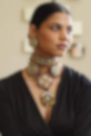 Multi-Colored Zardosi & Thread Work Pendant Choker Necklace by Moirra