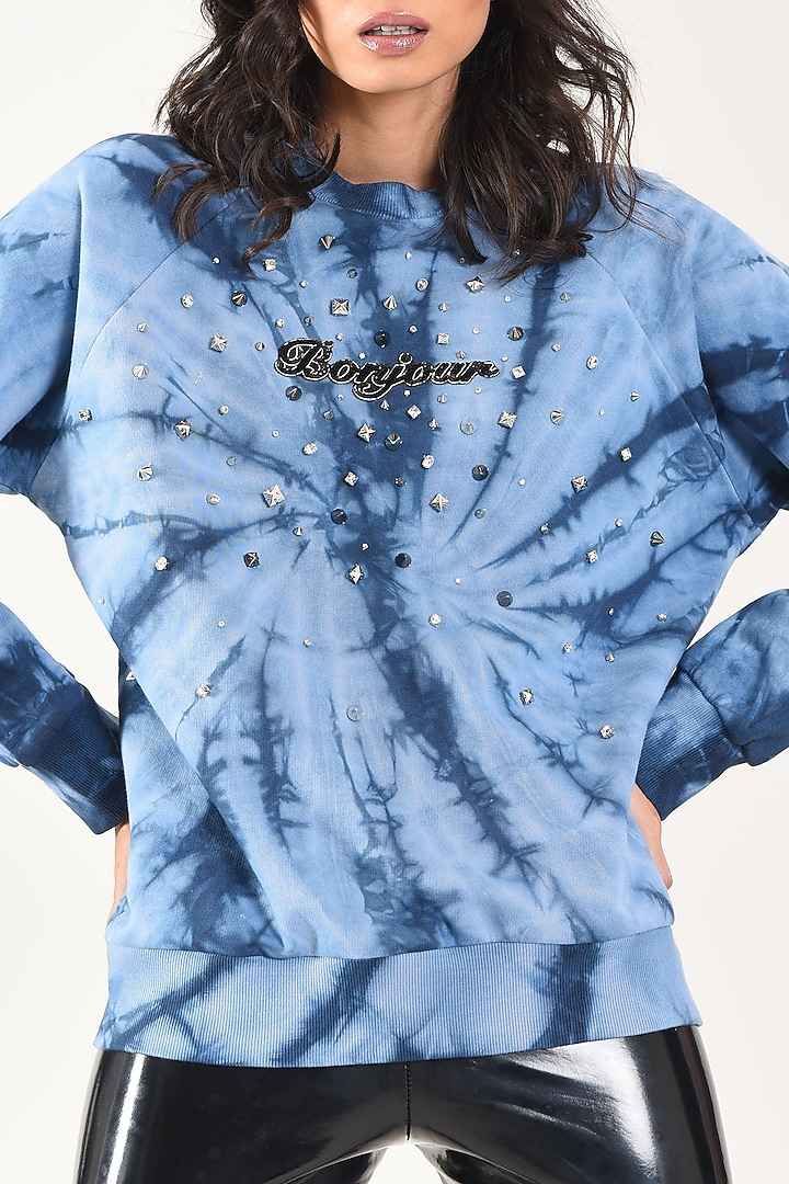 Blue Cotton Sweatshirt by MXS - Monisha Jaising X Shweta Bachchan Nanda at Pernia's Pop Up Shop