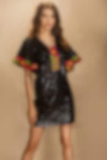 Black Sequins Mini Vacation Dress by MXS - Monisha Jaising X Shweta Bachchan Nanda at Pernia's Pop Up Shop