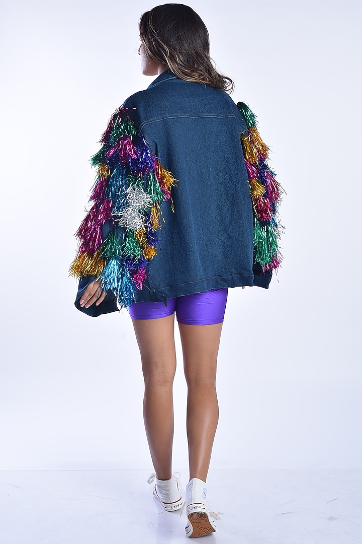 Purple Athleisure With Blue Denim Jacket by MXS - Monisha Jaising X Shweta Bachchan Nanda at Pernia's Pop Up Shop