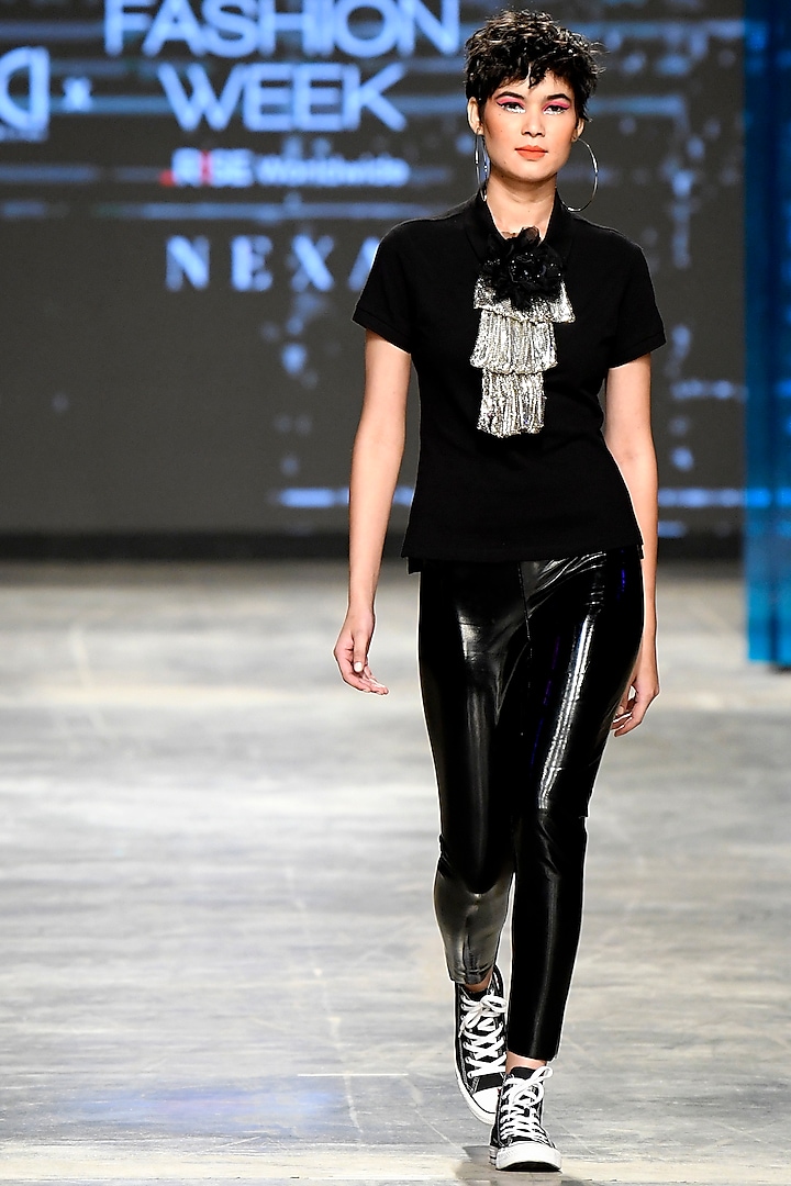 Black Vinyl Top by MXS - Monisha Jaising X Shweta Bachchan Nanda