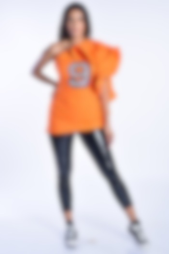 Orange & Black Crepe Top by MXS - Monisha Jaising X Shweta Bachchan Nanda