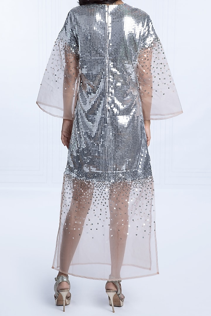 Silver Sequins Woven Kaftan Vacation Dress by MXS - Monisha Jaising X Shweta Bachchan Nanda at Pernia's Pop Up Shop
