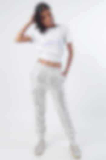 White Sequins Embellished Pants by MXS - Monisha Jaising X Shweta Bachchan Nanda