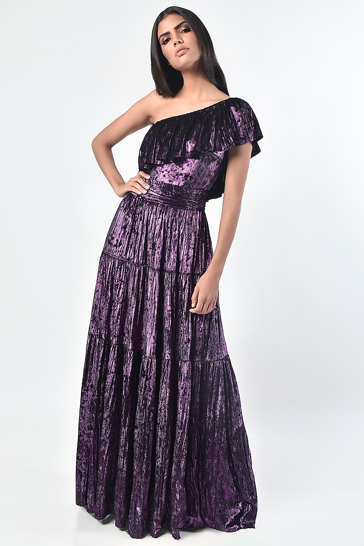 Purple One Shoulder Dress by MXS - Monisha Jaising X Shweta Bachchan Nanda