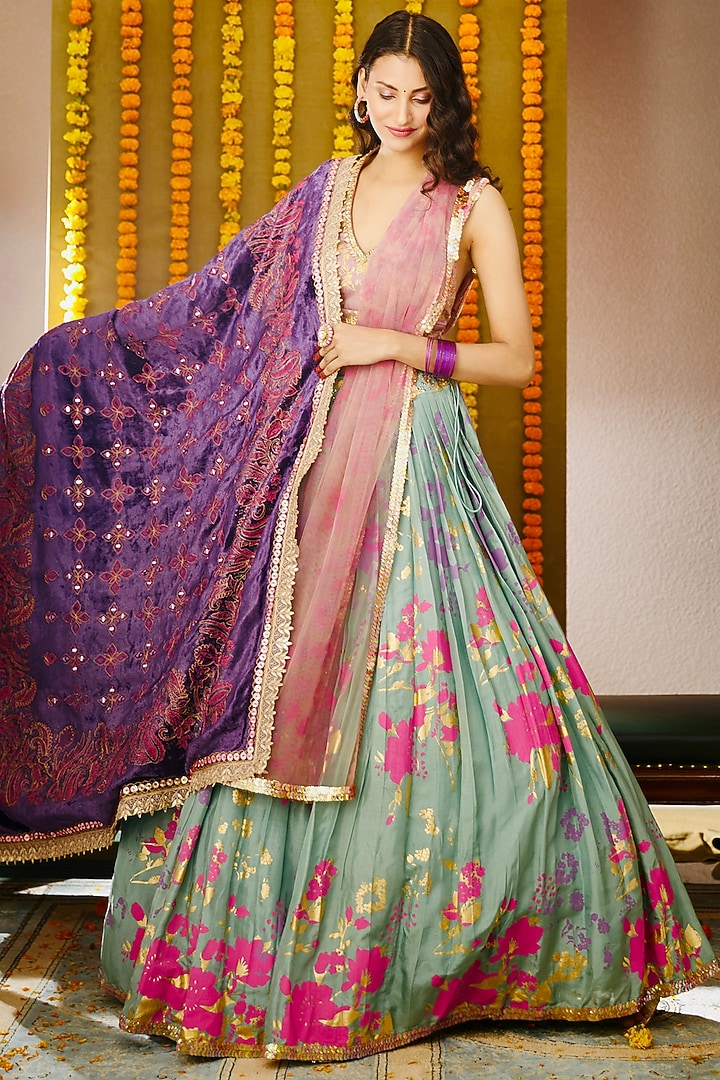 Purple Embroidered Shawl by MOLEDRO at Pernia's Pop Up Shop