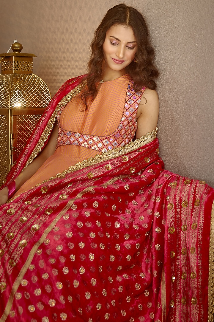 Fuchsia Embroidered Shawl by MOLEDRO at Pernia's Pop Up Shop