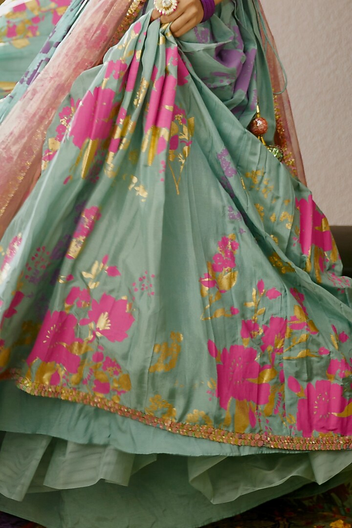 Powder Blue Embroidered Wedding Lehenga Set by Moledro at Pernia's Pop Up Shop