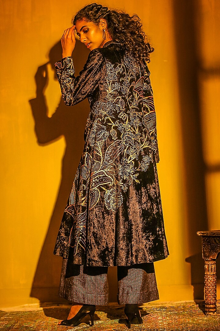 Black Bean Foil Printed Jacket Set by Moledro at Pernia's Pop Up Shop