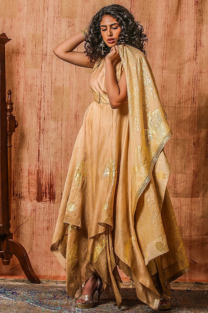 Wheat Embellished Anarkali Set by Moledro at Pernia's Pop Up Shop