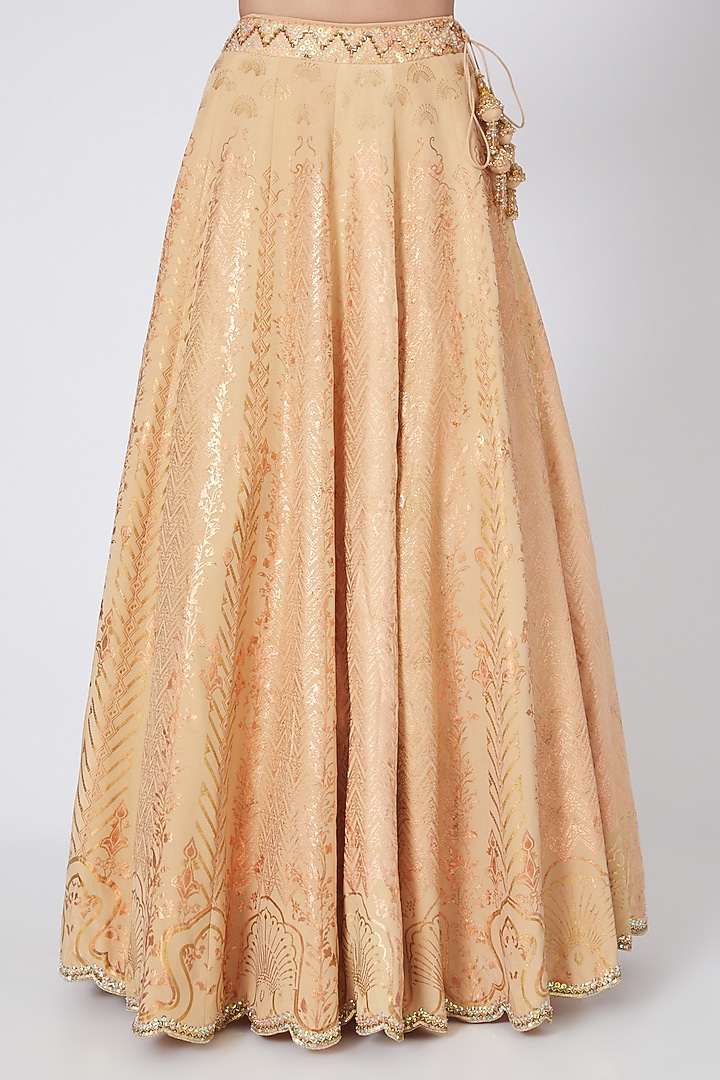 Wheat Peach Floral Wedding Lehenga Set by MOLEDRO at Pernia's Pop Up Shop