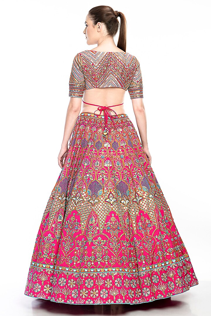 Pink Embroidered Bridal Lehenga Set by Moledro at Pernia's Pop Up Shop